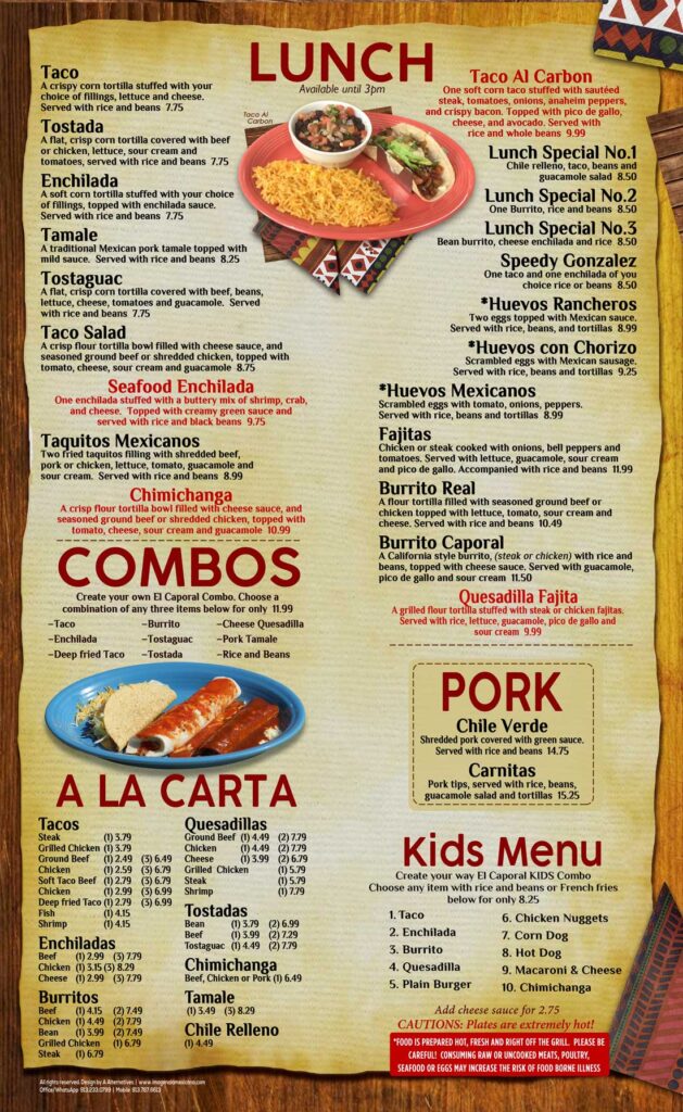 To Go Menu El Caporal